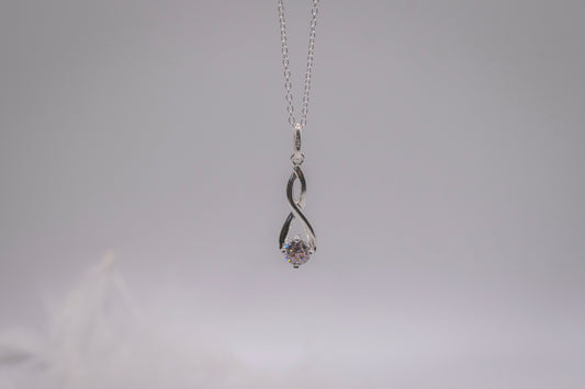 Sterling Silver Entwined Pendant with Cubic Zirconia on an 18 inch Sterling Silver chain