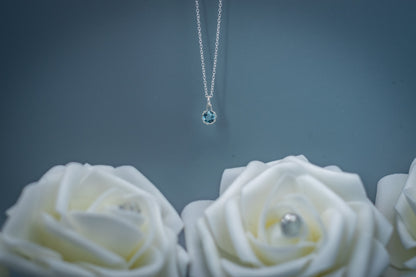 Sterling Silver Necklace with Sky Blue Topaz Pendant