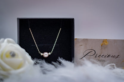 Sterling Silver Necklace with Pink Cultured Fresh Water Pearl